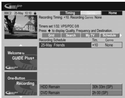 PIONEER DVR-LX61D - Press to access the extended recording options. - 1