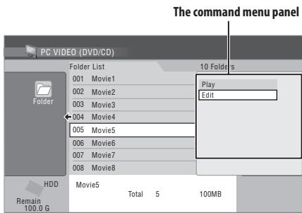 PIONEER DVR-LX61D - Display the command menu panel. - 1