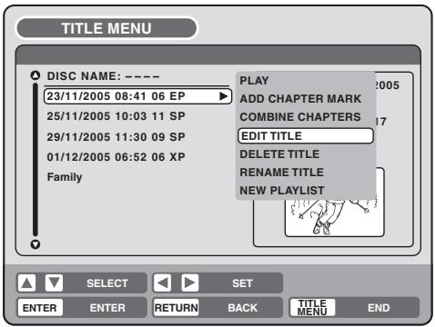 PIONEER DVR-RT501-S - Erasing a scene (Edit title) - 1