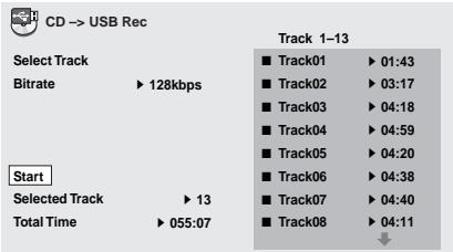 PIONEER DV-320-K - Display the CD -> USB Rec screen. - 1