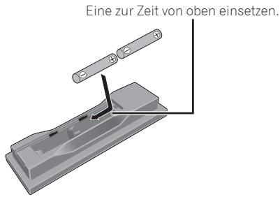 PIONEER DV-420V-S - Setzen Sie die mitgelieferten Batterien ein (zwei AA-Batterien). - 1