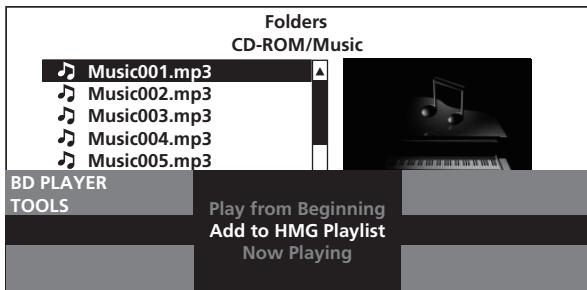 PIONEER BDP-320 - Select Add to HMG Playlist. - 1