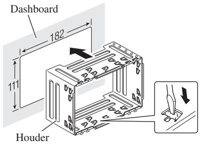 PIONEER AVIC-HD3 - Installeer de houder in het dashboard. - 1