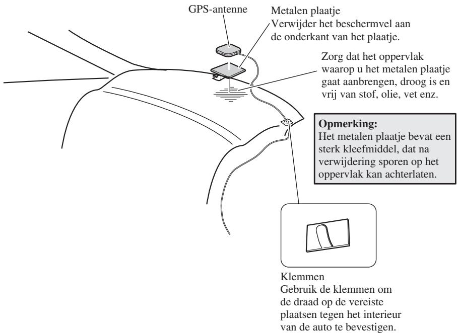 PIONEER AVIC-HD3 - Bevestigen van de antenne binnen in de auto (op de hoedenplank) - 1