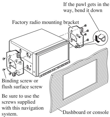 PIONEER AVIC-HD3 - Fastening the navigation unit to the factory radio-mounting bracket. - 2