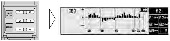 SHIFT ← EDIT 1 2 3 4 5 6 RETURN GEQ 20 700 1K 10K 20Hz M2 B1→B2 M1→M2 M3→L.M