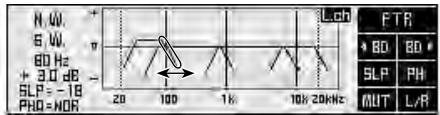 N, W, 6, W, 80 Hz + 3.0 dB SLP = -18 PHO=NOR Lch FTR 4 BD 8D * SLP PH MUT L/R