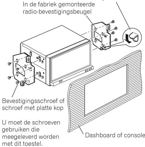 PIONEER AVH-P4100DVD - Bevestigen van het toestel aan de in de fabriek gemonteerde radio-bevestigingsbeugel. - 2