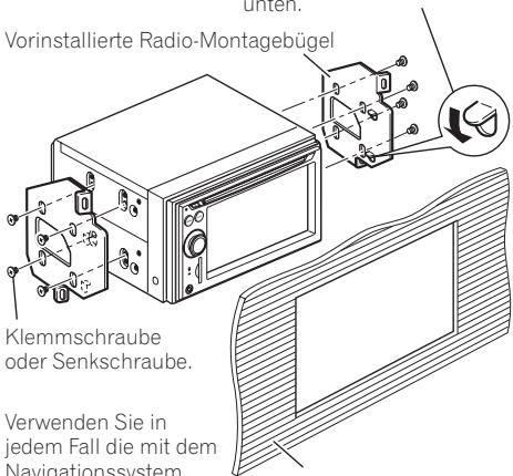 PIONEER AVIC-F910BT - Navigationsgerät an den vorinstallierten Radio-Montagebügeln anbringen. - 2