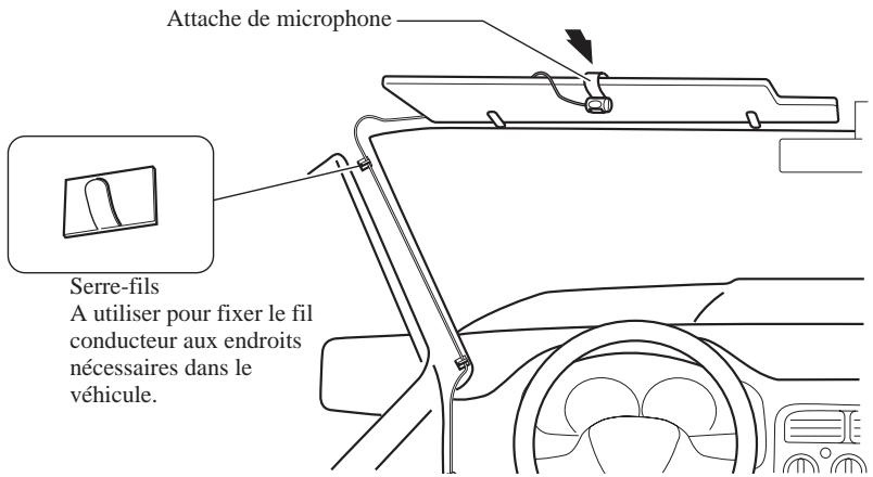 PIONEER AVIC-8DVD - Fixez l'attache du microphone sur le pare-soileil. - 1