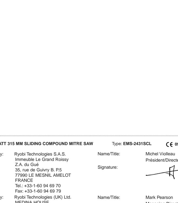 RYOBI EMS-2431SCL - DECLARATION DE CONFORMITE - 1