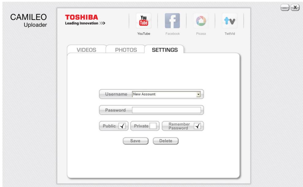 TOSHIBA Z100,  CAMILEO Z100 - Pour configurer votre compte de site web : - 1