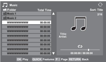TOSHIBA RV-743 - Playing music files (on a DLNA CERTIFIED™ Server or USB device) - 1