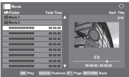 TOSHIBA RV-743 - Viewing movie files (on a DLNA CERTIFIED™ Server or USB device) - 1