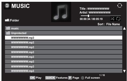 TOSHIBA UL863 - Playing music files (on a DLNACERTIFIEDTMServer or USB device) - 1
