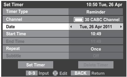 TOSHIBA VL863 - Programme Timers – digital only - 1