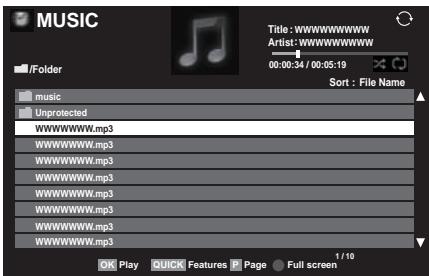 TOSHIBA ZL1 - Playing music files (on a DLNA CERTIFIED™ Server or USB device) - 1