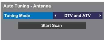 Auto Tuning - Antenna Tuning Mode ← DTV and ATV → Start Scan