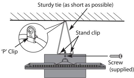 Sturdy tie (as short as possible) Stand clip 'P' Clip Screw (supplied)