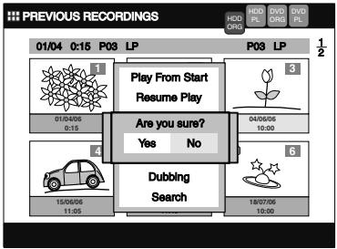 TOSHIBA RD-XV45 - Select "Yes" using [Cursor ◀ / ▶], then press [ENTER]. - 1