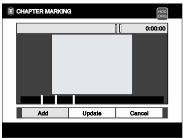 TOSHIBA RD-XV45 - Select "Chapter Mark" using [Cursor ▲ / ▼], then press [ENTER]. Editing Screen will appear. - 1