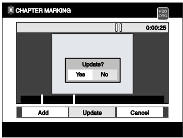 TOSHIBA RD-XV45 - When you finish deleting all the unnecessary marks, press [Cursor ▼] to move back to the command bar. Then select "Update" using [Cursor ◀/▶], and press [ENTER]. - 1