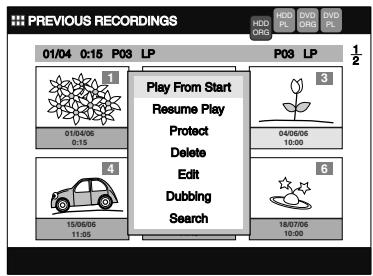 TOSHIBA RD-XV45 - Select a desired title to edit using [Cursor ▲ / ▼ / ◀ / ▶], then press [ENTER]. - 1