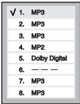 TOSHIBA RD-XV45 - During playback, press [AUDIO Ⓞ] to call up the available audio settings on the TV screen. - 3