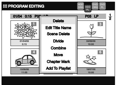 TOSHIBA RD-XV45 - Select "Edit" using [Cursor ▲ / ▼], then press [ENTER]. - 1