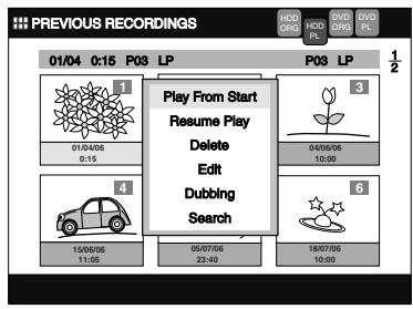 TOSHIBA RD-XV45 - Select a desired title to edit using [Cursor ▲ / ▼ / ◀ / ▶], then press [ENTER]. - 1