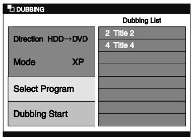 TOSHIBA RD-XV45 - After selecting all the programmes you want, press [RETURN] to go back to the Dubbing Top Menu. Or press [ENTER] to call up the option window and select "Decide". Then press [ENTER] to go back to the Dubbing Top Menu. - 1