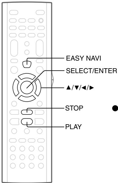 EASY NAVI SELECT/ENTER ▲/▼/◄► STOP PLAY