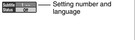 Subtitle 1 -- Status Off —— Setting number and language