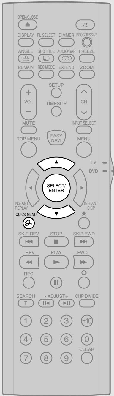 OPEN/CLOSE DISPLAY FL SELECT DIMMER PROGRESSIVE ANGLE SUBTITLE AUDIO/SAP FREEZE REMAIN REC MODE EXTEND ZOOM + VOL MUTE TOP MENU EASY NAVI INPUT SELECT MENU SELECT/ ENTER TV DVD INSTANT REPLAY QUICK MENU INSTANT SKIP SKIP REV STOP SKIP FWD REV PLAY FWD REC SEARCH - ADJUST+ CHP DIVIDE T 1 2 3 +10 4 5 6 0 7 8 9 CLEAR