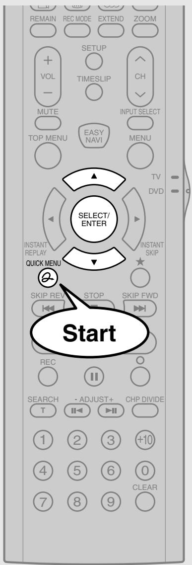 REMAIN REC MODE EXTEND ZOOM + VOL - MUTE TOP MENU EASY NAVI INPUT SELECT EASY NAVI MENU SELECT/ENTER TV DVD INSTANT REPLAY INSTANT SKIP QUICK MENU ★ SKIP REV STOP SKIP FWD REC 1 2 3 +10 7 8 9 CLEAR START SEARCH - ADJUST+ CHP DIVIDE T ▶ ▶ ▶ 1 2 3 +10 4 5 6 0 7 8 9 ○