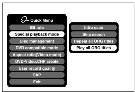 TOSHIBA RD-XS34 - ■ Playing all titles (original) in a disc (Play All ORG Titles) - 2
