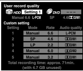 TOSHIBA RD-XS34 - Press ◀/▶ to select a media to be recorded, then press ADJUST to select the setting number. - 2