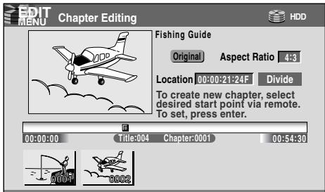 TOSHIBA RD-XS34 - Press ▲/▼/◄/► to select “Divide,” then press ENTER. - 2