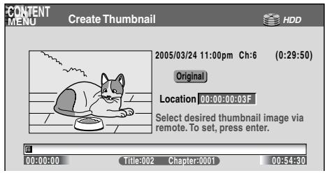 TOSHIBA RD-XS34 - Press ▲ / ▼ to select “Create thumbnail” (or “Create CHP thumbnail” if selected a chapter at step 2), then press ENTER. - 2