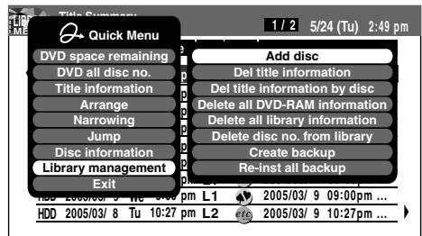 TOSHIBA RD-XS34 - ■ Registering a disc manually - 1