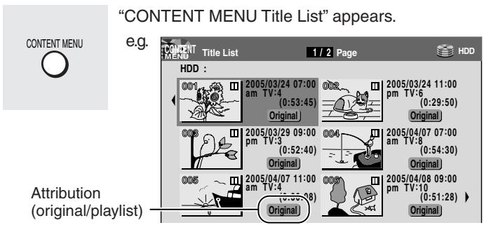 TOSHIBA RD-XS34 - Press CONTENT MENU. - 1