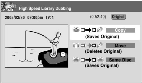 TOSHIBA RD-XS34 - Press QUICK MENU then select "High speed dubbing" by pressing ▲/▼ from the Quick Menu, then press ENTER. - 2