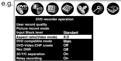 TOSHIBA RD-XS34 - Select "Aspect ratio (Video mode)" and press ENTER. - 2