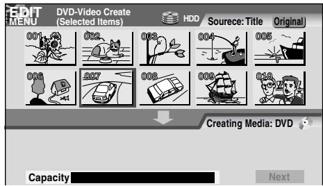 TOSHIBA RD-XS34 - Press ▲/▼/◄/► to select a part (a title or chapter) to copy to a DVD-R/RW disc. - 2