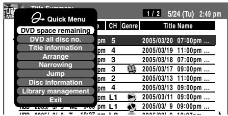 TOSHIBA RD-XS34 - Press QUICK MENU. - 2