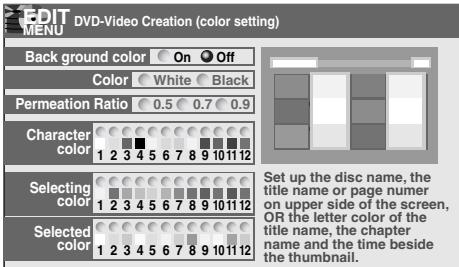 TOSHIBA RD-XS34 - ■ Selecting color options on menus - 1