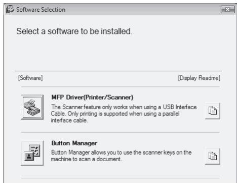 SHARP R-D - Click the "MFP Driver" button. - 1