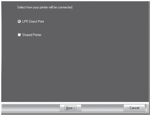 SHARP R-D - Select "LPR Direct Print", click the "Next" button and go to the next step. - 1
