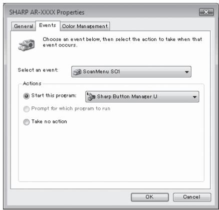 SHARP R-N - Select "Start this program" and then select "Sharp Button Manager U" from the pull-down menu. - 1