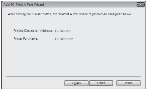 SHARP R-N - A window appears to let you check your entries. Make sure that the entries are correct and then click the "Finish" button. - 1